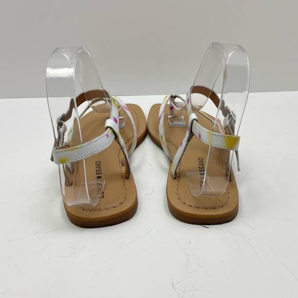 Lucky Brand | Bylee White Faux Leather Color Detail Thong Flat Sandals - Picture 5 of 10